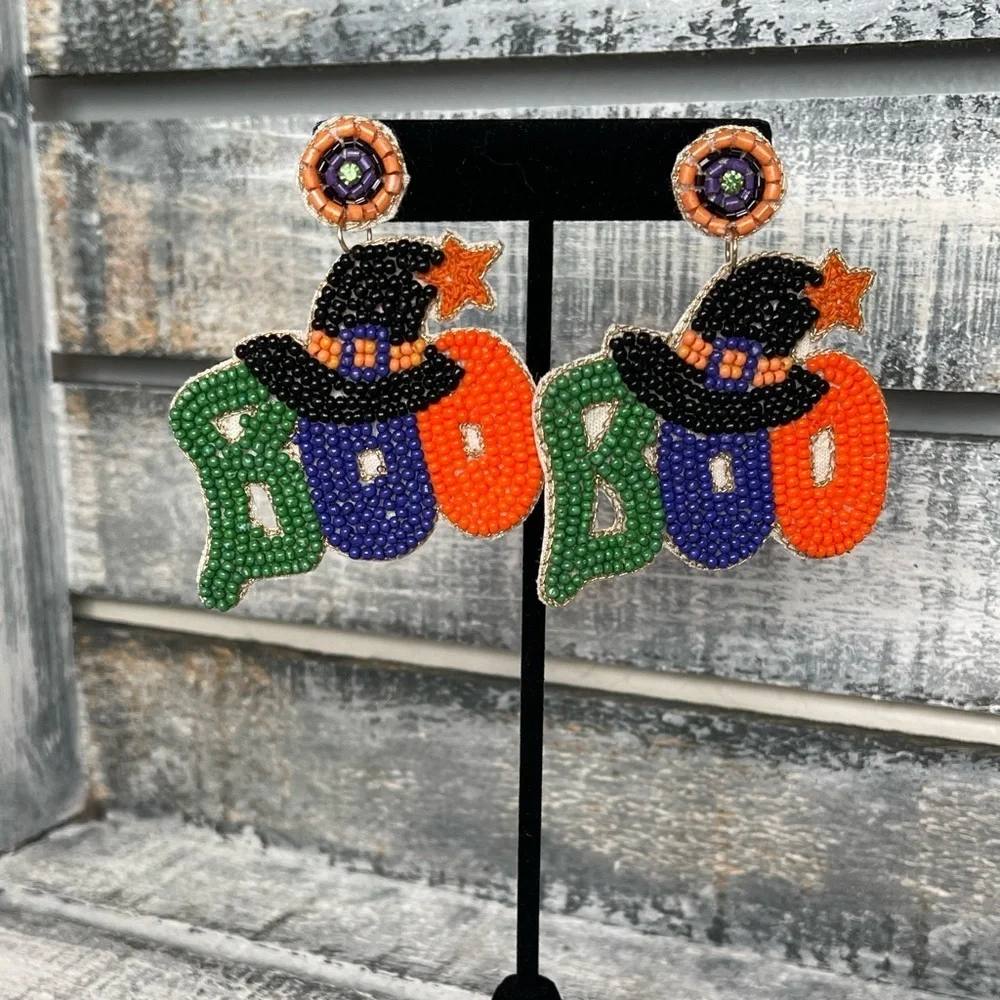 Beaded “Boo Earrings “ NWT